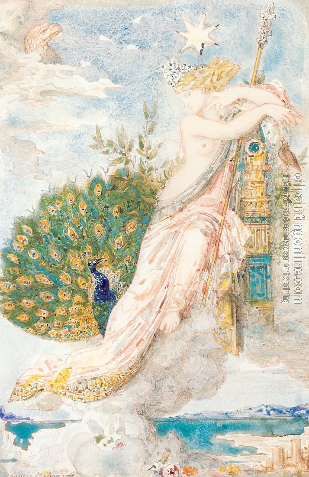 Moreau, Gustave - The Peacock Compaining to Juno